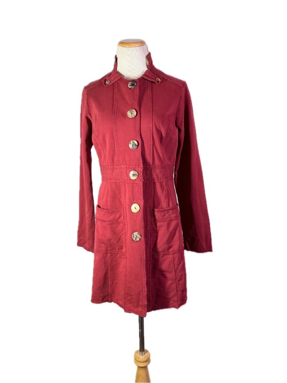 C.M.C. by Color Me Cotton Size S Red Knit Coat Button-Front